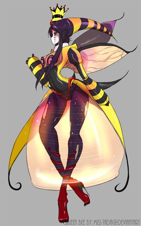 Queen Bee.1 by Myimy on DeviantArt Bee Girl Character Design, Bee Monster, Bee Fanart, Bee Woman, Artist Shed, Species Design, Villain Outfits, Queen Anime, Monster Girls