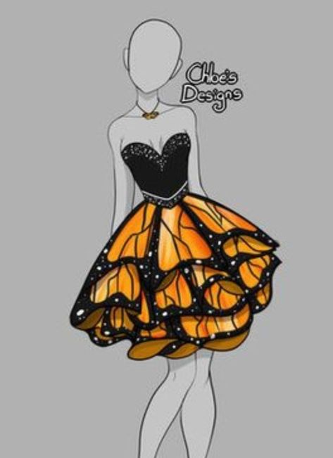 Costume Designs Drawings, Butterfly Clothing Design, Butterfly Outfit Drawing, Butterfly Dress Drawing, Moth Dress Drawing, Butterfly Dress Sketch, Butterfly Dress Design Sketch, Butterfly Inspired Fashion Design, Monarch Butterfly Drawing