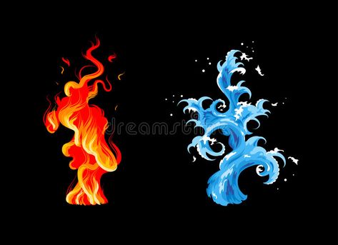 Fire and water. Two elements: burning flame and sea wave #Sponsored , #Ad, #Affiliate, #water, #sea, #wave, #elements Fire Vs Water, Logo Moto, Fire Vector, Wave Drawing, Water And Fire, Fire Drawing, Water Tattoo, Fire Flames, Fire Painting