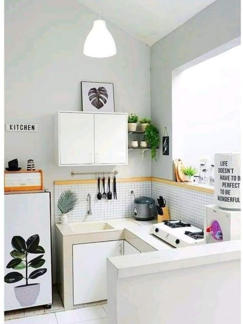 Model Dapur, Interior Decorating Living Room, Minimalist Kitchen Design, Small Kitchen Decor, Simple Kitchen, Kitchen Room Design, Kitchen Inspiration Design, Tiny Kitchen, Home Design Decor