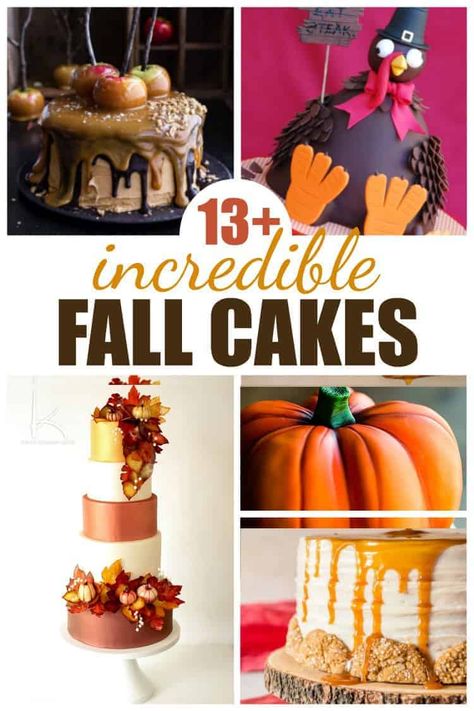 Fall Cake Ideas, Fall Cakes Decorating, Fall Birthday Cakes, Thanksgiving Sweets, Torte Decorate, Fall Cake, Cakes Decorating, Thanksgiving Cakes, Easy Designs