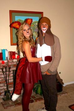 Adorable Couples Costume: The Fox and the Hound | Adorable Couples ... Sully And Boo Costume, Fairly Odd Parents Costume, Cosmo Und Wanda, Cosmo And Wanda Costume, Fox And Hound, Cool Couple Halloween Costumes, Best Diy Halloween Costumes, Meme Costume, Halloween Costumes Diy Couples