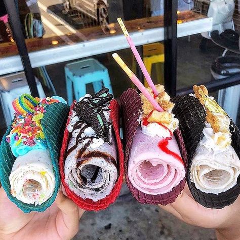 Sweet Rolled Tacos on Instagram: “Happy Saturday everyone‼️ 🤗 don’t forget to come into #sweetrolledtacos for some unforgettable ice cream and drinks‼️🥰🤤🍦 . . . . Store…” Ice Cream Tacos, Cream Tacos, Rolled Tacos, Ice Cream Taco, Ice Cream Rolls, Happy Saturday Everyone, Sweet Gift Ideas, Eating Ice, Eating Ice Cream