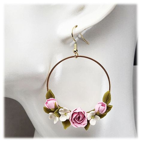 New! Pink Peonies Large Hoop Earrings. Find this one of a kind at: strandedtreasures.etsy.com Peonies section. #peonies #peonyfashion #handmadeflowers #flowerfashion #flowerearrings #peonylove #polymerclayearrings #polymerclayartist #polymerclayjewelry #pinkflowers Large Hoop Earrings, Pink Peonies, Flower Fashion, Handmade Flowers, Polymer Clay Jewelry, Flower Earrings, Polymer Clay Earrings, Peonies, Pink Flowers