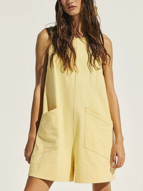 Sunny Day Yellow Shift Romper - Playsuit for Summer Picnics > Shop Now > https://chuzko.com/products/sunny-day-yellow-shift-romper-playsuit-for-summer-picnics > Nature-inspired fashion that speaks to your soul. 🌿 #EarthyVibes #FashionTrends #Rompers Size 12 Outfits, Open Back Jumpsuit, Dirndl Outfit, Jumpsuit With Pockets, Bandeau Tops, Rock Outfit, Chic Pattern, Mini Robes, Weave Style