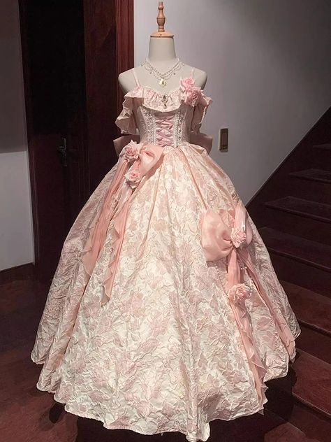 Pink Adult Formal Dress Wedding Pink Ballroom Dress, Pink Victorian Dress, Debut Dress, Vampire Oc, Wedding Floor, Formal Dress Wedding, Debut Dresses, Princess Stuff, Rococo Dress