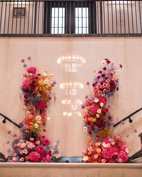 wedding ceremony flowers florals arch colorful Lavender Wedding Color Schemes, Pink Lavender Wedding, Ceremony Flower Arch, Matt Taylor, Bridal Handkerchief, Vibrant Wedding, Flower Arch, Pink And Lavender, Pop Of Red