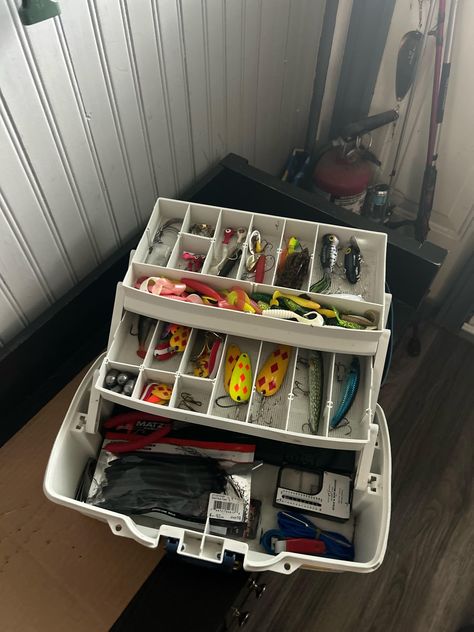 Just organized my tackle box Tackle Box Organization, Tackle Organization, Fishing Tackle Organization, Tackle Box Fishing, Box Organization, Solo Camping, Better Lifestyle, Fishing Stuff, Fishing Tackle Box