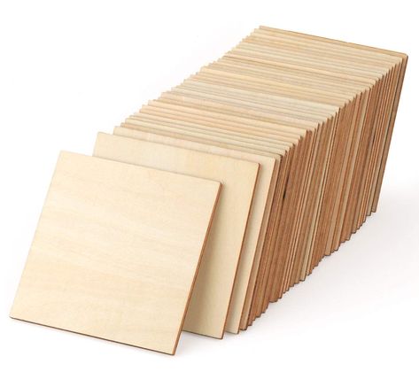 PRICES MAY VARY. 50Pcs Wood Pieces Set - 4x4 wood squares blank unfinished wood sheets, thickness: 1/8 inches. Enough for your DIY crafts wood projects needs. Unfinished Wood Crafts - High quality basswood boards, Sturdy, durable, eco-friendly and no pungent smell. Squares unfinished wood cutouts with smooth surface, great for painting, staining, coloring, writing or carving. Good Wood Plaques for Crafts - Straight corner but rounded, safe and pretty. Each slice was laser cut and selected carefu Diy Crafts Coasters, Games Photo, Wedding Ornaments, Diy Projektit, Wooden Slices, Wood Burning Crafts, Wooden Cutouts, Rv Parts And Accessories, Wood Engraving