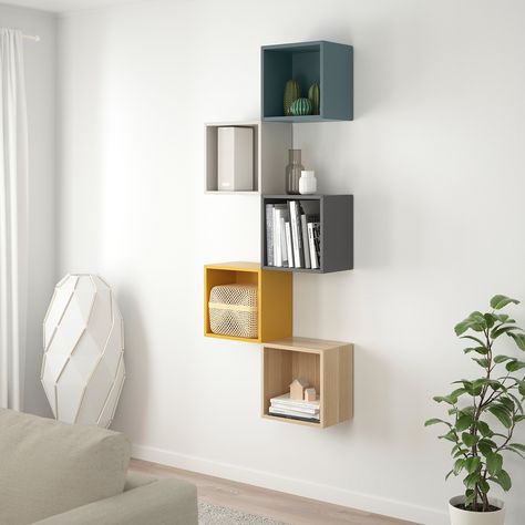 Unique Wall Shelves, Ikea Eket, Cube Storage Unit, Muebles Living, Best Ikea, Wall Mounted Cabinet, Hemnes, Room Redo, Dining Room Office