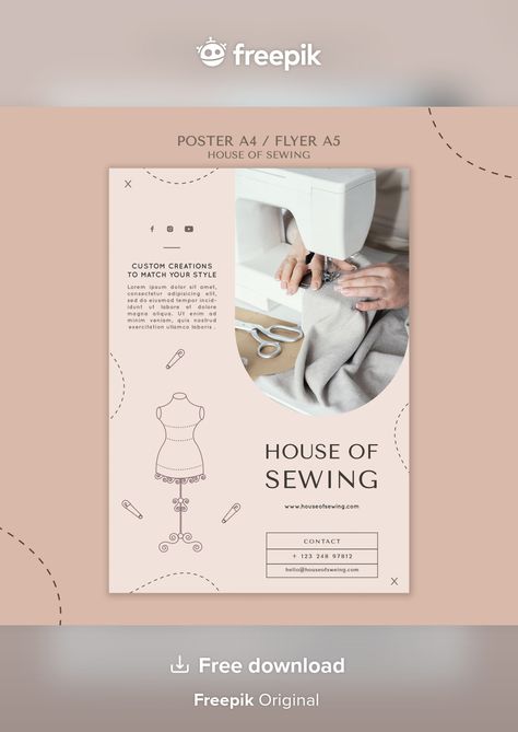 Modèle d'affiche de la maison de couture | Free Psd #Freepik #freepsd #prospectus #affiche #affaires #modele Flyer Design Inspiration Layout, Aesthetic Flyer Design, Fashion Branding Design, Fashion Store Design, Sewing Aesthetic, Logo Online Shop, Store Flyers, Fashion Poster Design, Flyer Design Inspiration