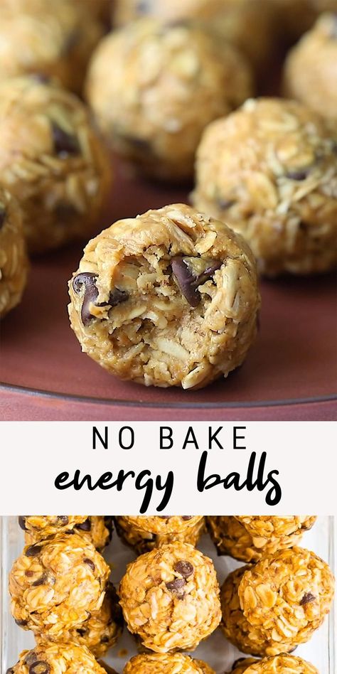 Chocolate Chip Energy Bites, No Bake Energy Balls, Peanut Butter Energy Balls, No Bake Energy, Healthy No Bake, Biscuits Diététiques, No Bake Peanut Butter, Peanut Butter No Bake, India Food