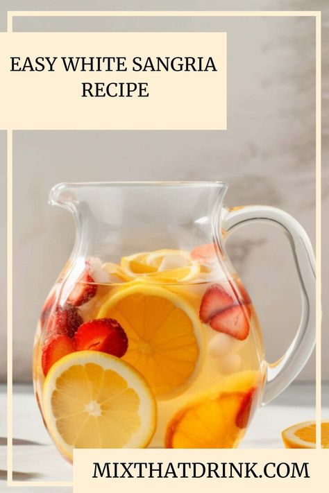 Easy White Sangria Recipe White Wine Sangria For A Crowd, Sangria With White Wine, Easy Sangria Recipes White, White Sangria Recipe Easy, White Sangria Recipe For A Crowd, Virgin White Sangria, Sauvignon Blanc Sangria, Sangria Recipes White, Sangria Recipes Easy