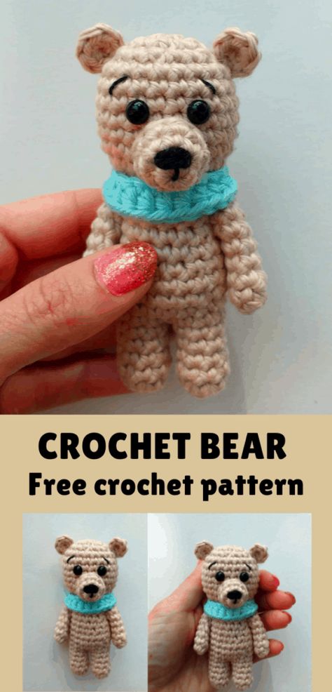 Crochet Tiny, Teddy Bear Patterns Free, Crochet Applique Patterns Free, Bear Patterns Free, Tiny Teddies, Crochet Bear Patterns, Crochet Teddy Bear Pattern, Baby Crochet Patterns Free, Crochet Keychain Pattern