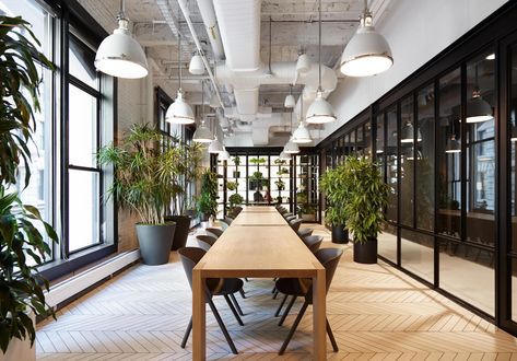 Completed in 2015 in New York, United States. Images by Kevin Scott, Olson Kundig. The design of this media headquarters reflects the company’s core values of egalitarianism, transparency and provocative journalism while supporting... Olson Kundig, Interior Kantor, Corporate Office Design, City Office, Beautiful Office, Contemporary Home Office, Nyc Design, Contemporary Office, Office Plants