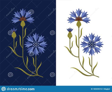 Cornflower Illustration, Wild Design, Element Illustration, Character Creation, Flower Field, Wood Decor, Design Element, Digital Illustration, Country Flags