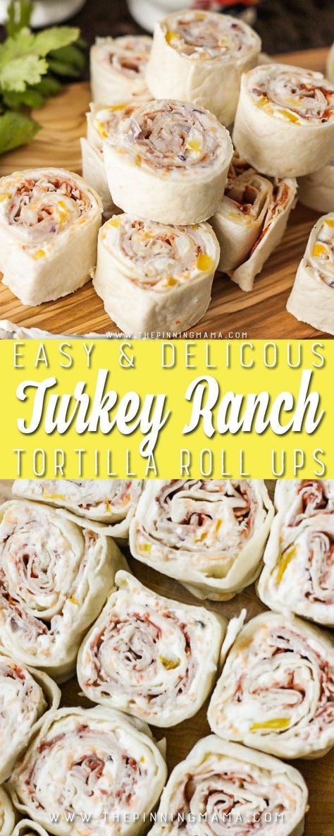 Turkey Ranch Roll Up Recipe - A quick and easy appetizer or lunch box idea! These are super creamy and delicious packed with healthy fresh veggies, creamy cheese, wholesome turkey breast, and delicious ranch flavor! You have to give them a try! Ranch Roll Ups, Zucchini Dishes, Tortilla Rolls, Roll Ups Recipes, Roll Ups Tortilla, Quick And Easy Appetizers, Boat Food, Awesome Recipes, 500 Calories