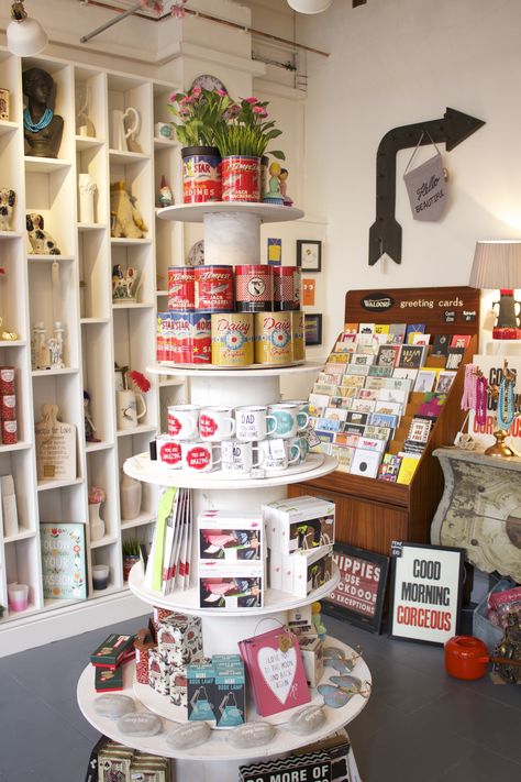 recycled cable drums, shop display, from our shop in Tunbridge wells, Love Inc ltd Gift Shop Interiors Display, Craft Shop Interior, Small Gift Shop Interiors, Gift Shop Display, Gift Shop Design, Gift Shop Ideas, Gift Shop Interiors, Vintage Shop Display, Gift Shop Displays