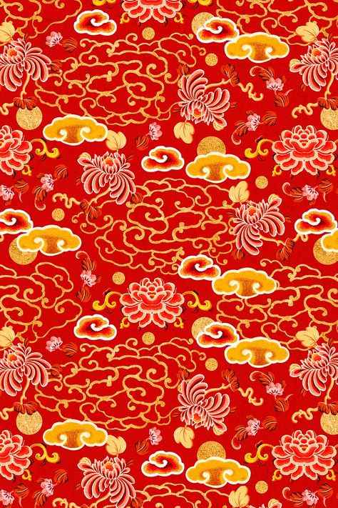 Oriental cloud pattern red Chinese background | free image by rawpixel.com / manotang Red Chinese Background, Chinese Patterns Traditional, Chinese Pattern Design, Gold Vector, Chinese Ornament, Chinese Gold, Chinese Background, Chinese Fabric, Cloud Illustration