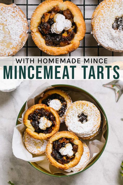 Mincemeat Tarts A Christmas classic, mincemeat tarts feature lovely warm flavours from citrus, brown sugar, and brandy, all wrapped up in a buttery pastry crust. Mincemeat Tarts, Mincemeat Pie, Vegan Pie Crust, Sweet Pastry, Bakewell Tart, Vegan Pie, Pastry Shells, Pastry Crust, Shortbread Crust