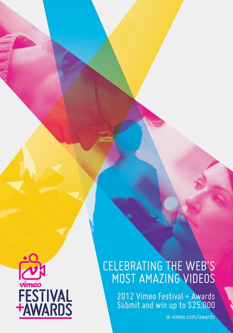 This poster has an interesting use of overprinting combined with limited colour use. The photos are contained within the perimeter of the coloured shapes and the colours are overprinted on the photo. There is a lot of negative space. Advertisement Layout, Digital Typography, Award Poster, Digital Creator, Plakat Design, Poster Design Inspiration, Flyer Poster, Poster Layout, Festival Posters