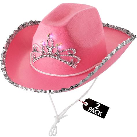 Pink Cowgirl Hats, Kids Party Hats, Kids Cowboy Hats, Pink Cowgirl Hat, Light Up Hats, Rave Hats, Pink Cowboy Hat, Cowboy Costume, Felt Cowboy Hats