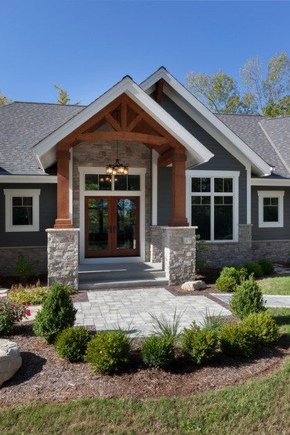 Indian Lore Residence Craftsman Home Exterior, Craftsman Cottage, Craftsman Exterior, Home Exterior Makeover, Exterior Makeover, Exterior Remodel, House With Porch, Front Entrance, Craftsmen Homes