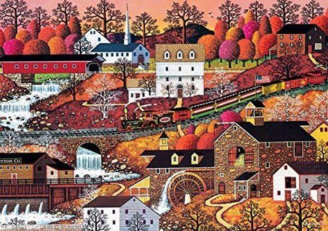 Buffalo Games Waterfall Valley by Charles Wysocki Jigsaw Puzzle from the Amer... Americana Paintings, Building Drawings, Larger Piece Jigsaw Puzzles, Charles Wysocki, Fork Art, Buffalo Games, Americana Art, Arte Folk, Mary Cassatt