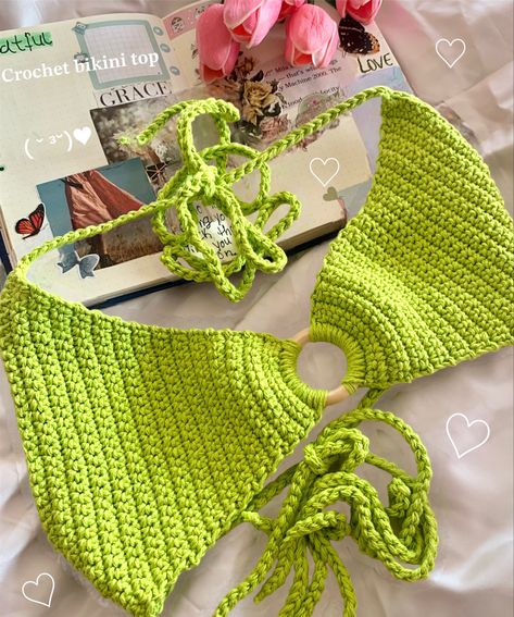 Top Tejidos A Crochet, Ring Crochet, Diy Earrings Easy, Bikinis Crochet, Crochet Bra, Crochet Crop Top Pattern, Crochet Swimwear, Mode Crochet, Crochet Clothing And Accessories