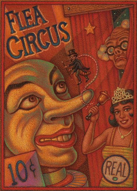 Vintage Clown Poster, Circus Graphics, Clown Poster, Flea Circus, Circus Crafts, Afrofuturism Art, Halloween Circus, Mellow Colors, Side Show