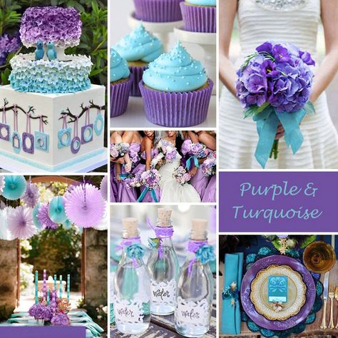 Turquoise and Yellow Wedding Colors - Turquoise and Yellow is a vibrant combination perfect for a spring or summer wedding. Description from pinterest.com. I searched for this on bing.com/images Purple And Teal Wedding, Turquoise Wedding Theme, Turquoise Wedding Decorations, Purple Turquoise Wedding, Wedding Color Combinations, Wedding Colors Purple, Purple And Teal, Turquoise Wedding, Teal Wedding