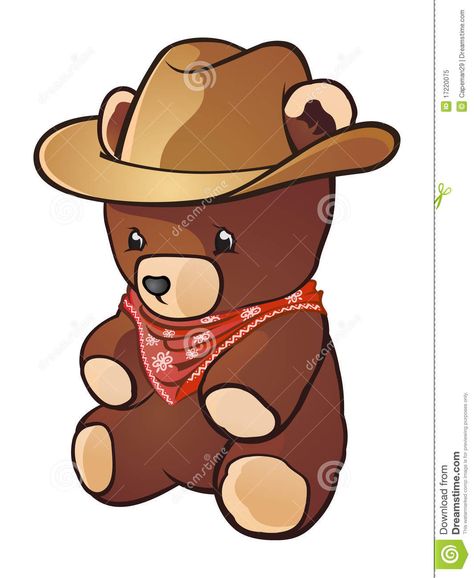 Cowboy Teddy Bear Cowboy Teddy Bear, Baby Bear Tattoo, Cowboy Applique, Cowboy Hat Drawing, Teddy Bear Illustration, Cowboy Hat Tattoo, Teddy Bear Cartoon, Bear Tattoos, Bear Tattoo