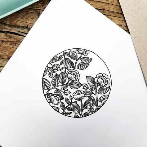 Flower Circle Bullet Journal Doodle Artwork Sketchbook, Fineliner Art, Circle Drawing, Flower Circle, Floral Drawing, Ink Drawings, Circle Art, Arte Sketchbook, Sketchbook Art