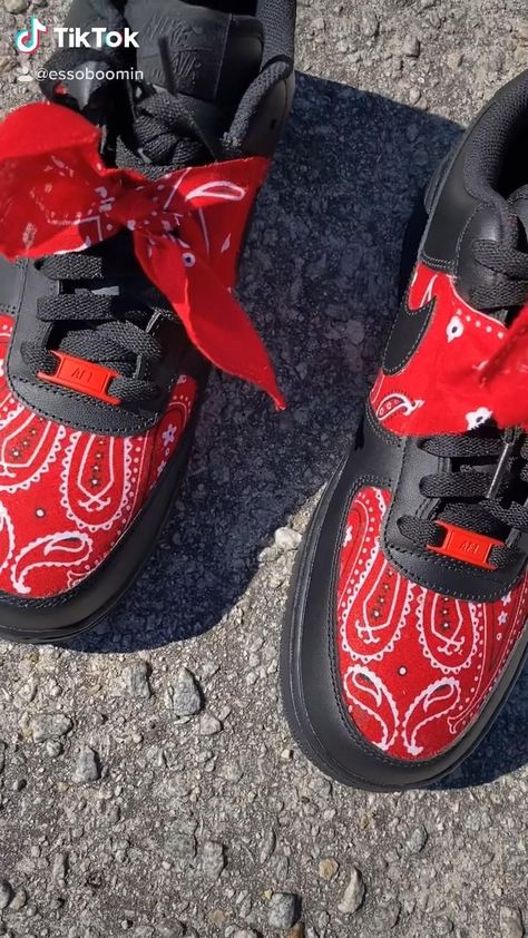 Pin on Bandana AF1 ‍☠️ Bandana Custom Air Force 1, Custom Air Force 1 Louis Vuitton, Bandana Shoes Diy, Drunk Vibes, Sneaker Customization, Red Bandana Shoes, Bandana Shoes, Nike Red Sneakers, Louis Vuitton Inspired