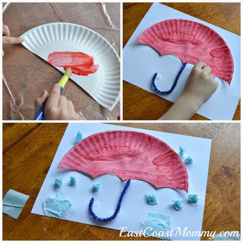 Paper Plate Umbrella, Letter U Crafts, U Craft, Umbrella Craft, Aktiviti Kanak-kanak, Fox Crafts, Rainy Day Crafts, Alphabet Crafts, Letter U