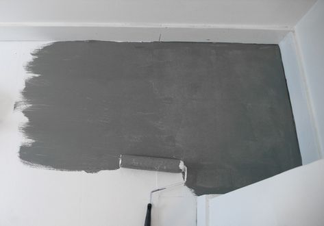 Get the Modern "Concrete Look" on the Cheap #modern, #painted-flooring, #concrete, #DIY Faux Concrete Wall, Shades Of Grey Paint, Cheap Flooring, Vinyl Floor Tiles, Painted Floor, Diy Techniques, Concrete Furniture, Grey Paint, Concrete Floor