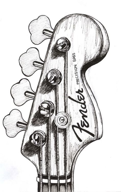 Guitar Sketch, Music Sketch, Guitar Drawing, Music Drawings, Drawing Faces, Guitar Art, Simple Illustration, Drawing Tutorials, Book Art Drawings