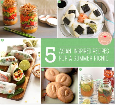 Asian-inspired recipes for a summer picnic // featured on the Party Suite at Bellenza. Chinese Picnic Food, Picnic Food Ideas Asian, Asian Picnic Food Ideas, Asian Picnic, Picnic Lights, Potluck Bbq, Picnic Food Ideas, Chinese Almond Cookies, Picnic Potluck