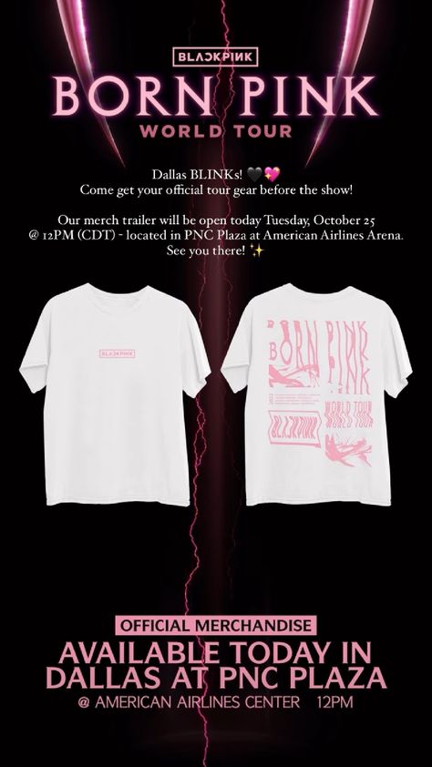 Blackpink Tshirt Design, Blackpink Tshirt, Blackpink Merch, American Airlines Center, Stage Outfit, Born Pink, Tshirt Outfits, Stage Outfits, World Tour