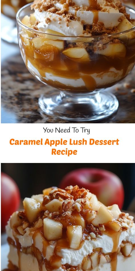 Caramel Apple Lush Delight

Ingredients  
- 1 cup crushed graham crackers  
- ½ cup unsalted butter, melted  
- 8 oz cream cheese, softened  
- 1 cup powdered sugar  
- 1 tsp vanilla extract  
- 2 cups whipped topping  
- 2 cups diced apples (preferably Granny Smith or Honeycrisp)  
- 1 cup caramel sauce  
- 1 tsp cinnamon  
- ¼ cup chopped nuts (walnuts or pecans for added crunch)  
- Extra caramel drizzle for garnish  

#AutumnIndulgence #DecadentDessert #CaramelAppleDream #SweetLayers #FallFlavorFiesta Caramel Apple Lush, Mushroom Pilaf, Caramel Drizzle, Dried Thyme, Diced Apples, Veggie Delight, Vegetable Broth, Whipped Topping, Caramel Apple