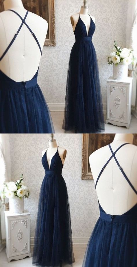 Prom Dresses Dark, Navy Dress Outfits, Simple Spaghetti, Prom Dresses Black Girls Slay, Formal Dresses For Teens, Simple Prom Dress, Beautiful Maxi Dresses, Prom Dresses For Teens, Backless Prom Dresses