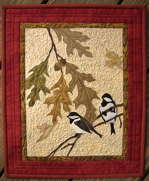 Fine Feathered Friends by Sue Ann Wiltse  ~ 13" x 16" Quilted Runners, Wool Applique Quilts, Quilting Applique, Animal Abstract, Bird Images, Applique Ideas, Embroidery Leaf, Small Wall Hangings, Fabric Postcards