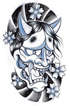 Inspirasi Tato, Oni Tattoos, Tato Joker, Tato Irezumi, Hanya Mask Tattoo, Tato Mandala, Japanese Mask Tattoo, Oni Mask Tattoo, Sketches Tattoo