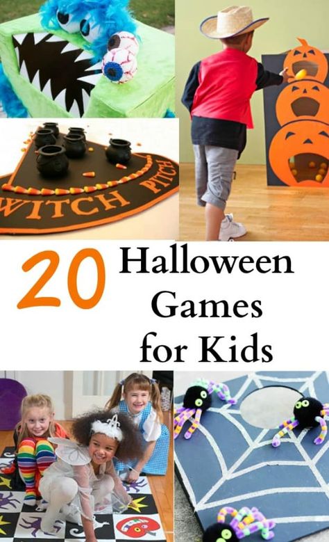 20 Halloween Games for Kids - The Frugal Ginger Halloween Carnival Games, Diy Halloween Games, Toddler Parties, Halloween Games For Kids, Games Kids, Halloween Activities For Kids, Halloween Party Games, Halloween Tags, Games For Toddlers