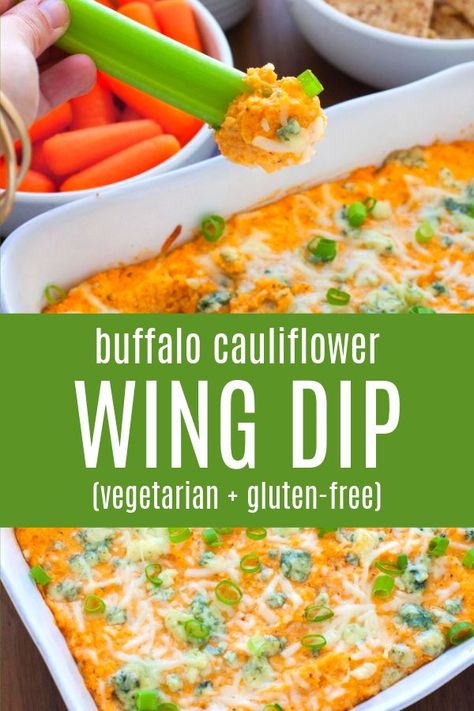 Vegetarian Party Appetizers, Buffalo Cauliflower Dip, Buffalo Dip Recipe, Vegetarian Buffalo, Wing Dip, Cauliflower Dip, Vegetarian Dip, Cauliflower Buffalo Wings, Fall Dinners