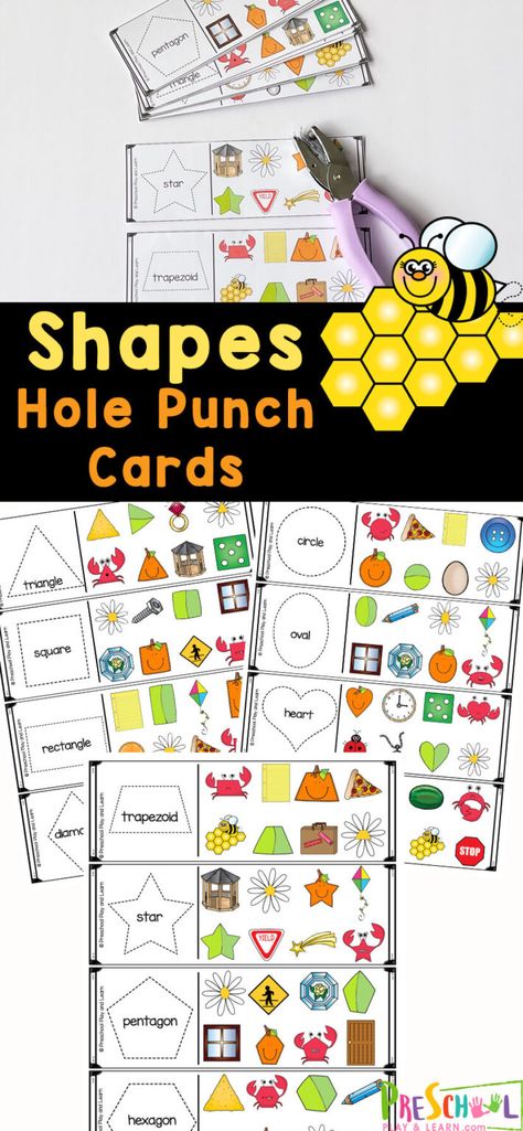 Preschool Shape Games, Shape Small Group Activities Preschool, Outdoor Shape Activities, Hexagon Activities For Preschool, Hole Punch Activities Free Printable Preschool, Hole Punching Activities Free Printable, Free Hole Punch Printables, Hole Punch Activities Free Printable, Preschool Hole Punch Activities Free