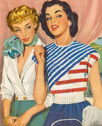 Vintage 1950s knitting pattern Vintage Housewife, Vintage Knitting Patterns, Vintage Life, Vintage Pinup, Vintage Magazine, Vintage Pictures, Vintage Knitting, Retro Art, Sweater Pattern