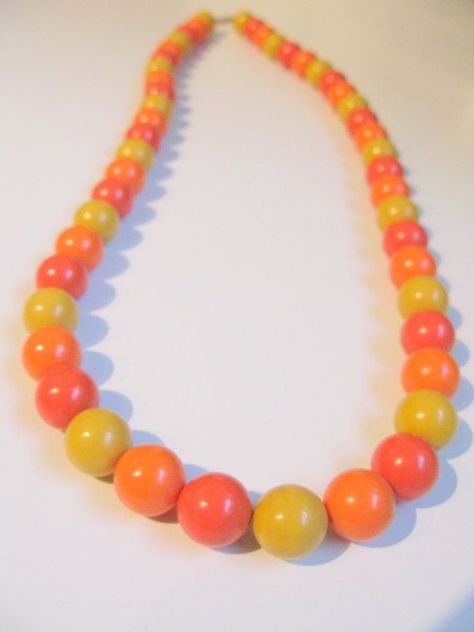 1960s MOD Jewelry Beaded Necklace Orange Retro Necklace Vintage 70s Accessories Jewelry Vintage, 1970s Jewelry Vintage 70s Necklaces, 80s Jewelry Necklaces, 70s Jewelry Disco, 60s Necklaces, 70's Jewelry, 70s Accessories Jewelry, 1960s Necklace, Chunky Jewelry Necklace