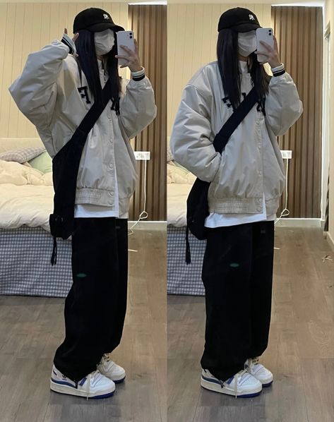 Korean Street Wear, K Style, Oversize Outfit, Korean Streetwear, Baggy Clothes, Tomboy Outfits, Tomboy Style Outfits, Swaggy Outfits, Tomboy Fashion