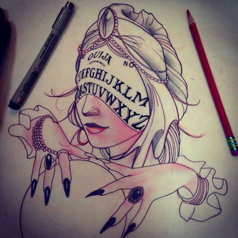 Ouija board/fortune teller tattoo idea Crystal Ball Tattoo, Legacy Tattoo, Tato 3d, Desenho Tattoo, Dreamcatcher Tattoo, Pablo Picasso, A Drawing, Tattoo Sketches, Future Tattoos